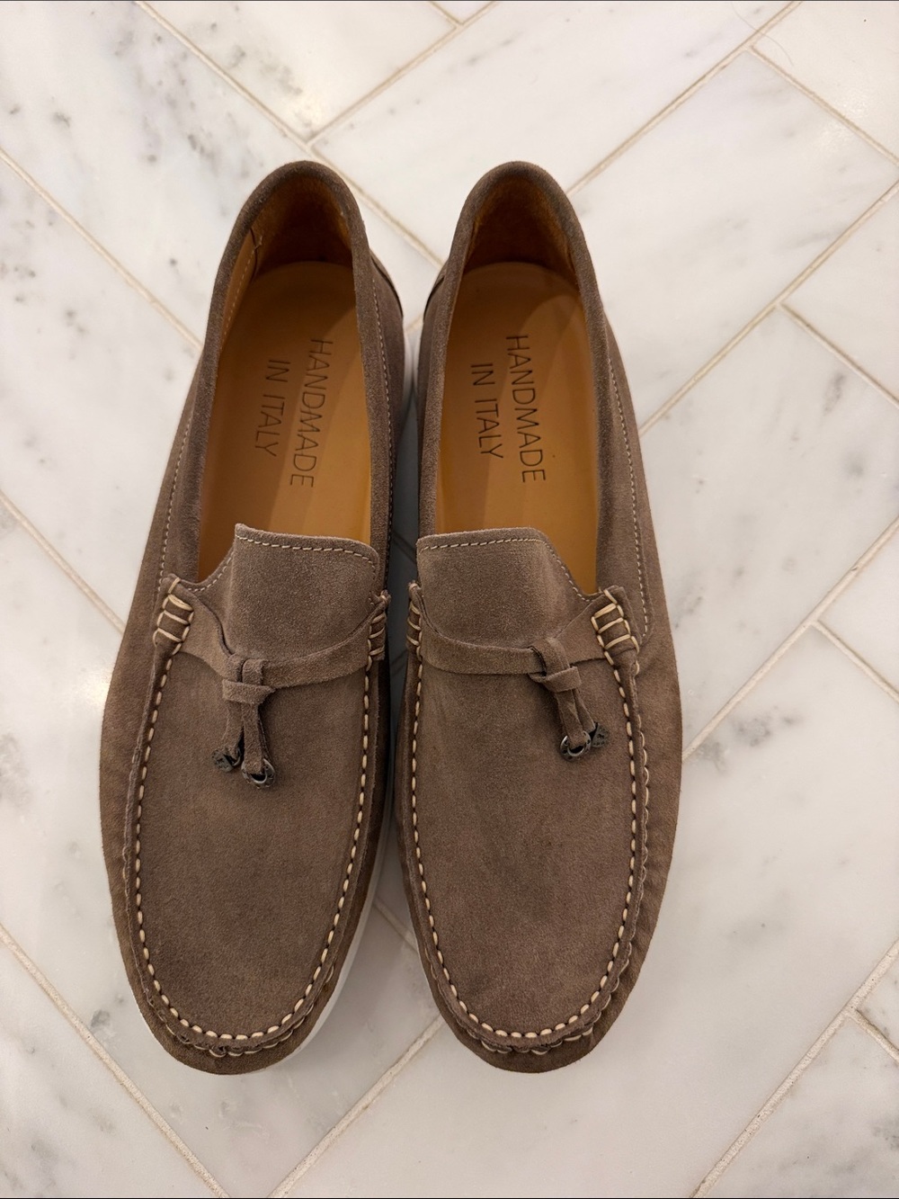 Handmade Suede Tassel Loafers - Taupe Brown